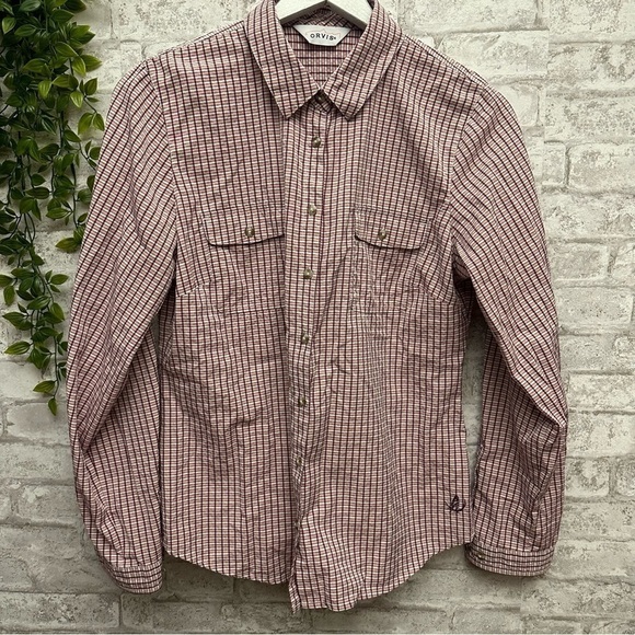 ORVIS checkered button down women’s size large pink - Picture 1 of 6